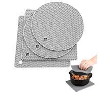 4 Pack Silicone Trivet Mats, Extra Thick Heat Resistant Multi-purpose None slip Silicone Trivet Mat, 18 cm Hot Pot Pads Oven Mitt for Kitchen Cooking Dining Microwave, Square and Round(4 Light Gray)