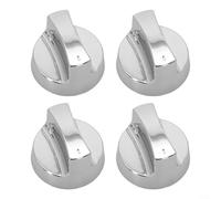 4 Pack Silver Electroplated Gas Grill Knobs 58mm with 8mm Core, High Heat Resistant BBQ Control Dials for Outdoor Cooking, For Easy Install Replacement(Without base)