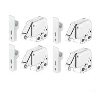4-Pack Silver Push Catch Latch, Spring Loaded Metal Touch Locks for Easy Cabinet Door Closure, for ideal for Home RV and Marine