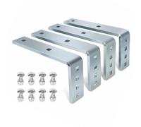 4 Pack Silver Trailer Mudguard Support Arms, Right-Angle Fender Mounting Hardware with Multi-Position Square Holes, 8 Carriage Bolts and Flange Nuts for Utility and Boat Trailers