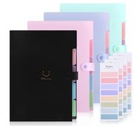 4 Pack SKYDUE Document Organiser,Cute Folders for Paperwork A4,Paperwork File Organiser with 5 Pockets, Expanding File Folder File Organiser for Home Office Businesses
