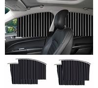 4 Pack Slidable Car Side Window Sun Shades Privacy Magnetic Curtains for Baby Sleeping with Heat and UV Protection(Black)
