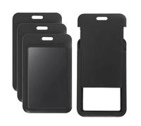 4 Pack Sliding Black ID Badge Holder, Heavy Duty Plastic ID Badge with Clear Window, Vertical Key Card Holder Protector Pouch for Office School ID Cards Proximity Key Cards Drivers Licenses & Passes