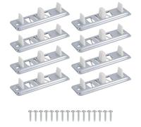 4 Pack Sliding Closet Door Floor Guides, Bypass Bottom Track Rails Set Including 4 Metal Base, 4 Plastic Plates & 8 Screws Hardware Fit for Doors from 3/4 Inch to 1-3/8 Inch Thick