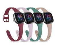 [4 PACK] Slim Straps for Fitbit Versa 3 / Versa 4 Straps/Fitbit Sense/Sense 2 Strap for Women Men, Soft Slim Thin Silicone Replacement Strap Wristband Watchband 4-PACK 03