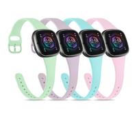 [4 PACK] Slim Straps for Fitbit Versa 3 / Versa 4 Straps/Fitbit Sense/Sense 2 Strap for Women Men, Soft Slim Thin Silicone Replacement Strap Wristband Watchband 4-PACK 01