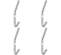 4 Pack | Slimline One Piece Hat & Coat Hook - 59mm Projection - Satin Stainless Steel | Cloak Room Hat and Coat Hook - Wall Mounted Cupboard Organizer - Bathroom Robe Hook
