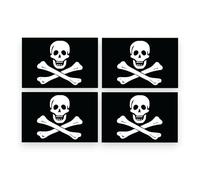 4 PACK - Small 5cm CLASSIC SKULL AND CROSSBONES Self Adhesive Stickers - Warning, Pirate, Danger, Death Decal