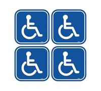 4 PACK - Small 7cm X 7cm Disabled Adhesive Stickers - Mobility Car, Van, Wheelchair, Disability Sign, Caution, Warning Blue SG031