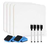 4 Pack Small A4 White Board Dry Erase Boards, 22 x 30 cm Double Sided Mini Portable WhiteBoards Lapboards for Students Teachers School Classroom Supplies Including 4 Markers and 4 Erasers