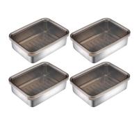 4 Pack Small Bacon Container for Refrigerator, 304 Stainless Steel Airtight Deli Meat Container for Fridge, Kitchen Stackable Bacon Keeper with Lid for Food Storage (11 OZ)