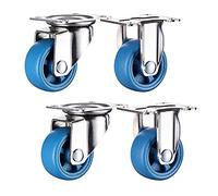4 Pack Small Castor Wheels Furniture Swivel Plate Caster Trolley with Nylon - Blue Flower Pot Frame Wheel Replacement Casters Screws Standard Universal 38mm