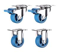 4 Pack Small Furniture Swivel Plate Castor Wheels with Nylon Flower Pot Frame Wheel Replacement Casters Blue - 38mm Standard Brake Included