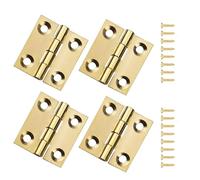 4 Pack Small Hinges with 16 Pcs 16mm Strews, Stainless Steel Gold Small Hinges for Wood, Heavy Duty Gold Folding Butt Door Hinge, for Window, Cabinets, Closet, Wooden Boxes (25x20mm)