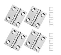4 Pack Small Hinges with 16 Pcs 16mm Strews, Stainless Steel Silver Small Hinges for Wood, Heavy Duty Silver Folding Butt Door Hinge, for Window,Cabinets,Closet,Wooden Boxes (25x20mm)