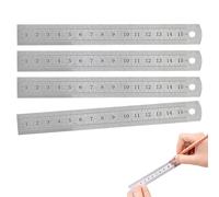 4 Pack Small Metal Ruler 15cm, Stainless Steel Ruler With Hanging Hole, Precision Steel Measuring Tools For Office, School - Durable Straight Edge For Engineers, Architects(6 Inch)