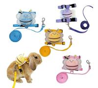 4 Pack Small Pet Vest Harness and Leash Set, Adjustable Bunny Rabbit Harness with Bee Decoration for Ferret Guinea Pig Kitten, Soft Mesh Breathable, Pink Yellow Blue Purple