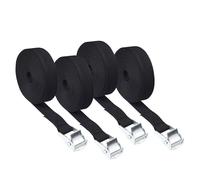 4 Pack Small Ratchet Straps with Double Hooks, 2.5cm x 2.5m Tie Down Straps with Cam Buckle for Securely Fastening Motorcycles, Car Roof Racks, Bicycles, Surfboards, Kayaks, Vans, Luggage (Black)