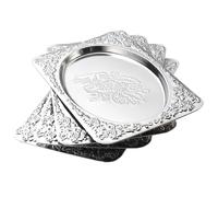 4-Pack Small Silver Serving Trays Set - ZENOVLUX Vintage Engraved Mirror Decorative Tray, 11.4" x 7" Party Platters for Whiskey, Cookies, Charcuterie, Snacks, Desserts, Fruit, Party Food Display