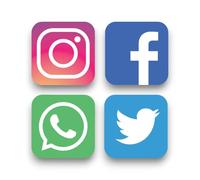 4 Pack - Small Social Media Instagram Facebook Twitter Whatsapp 8cm x 8cm Self Adhesive Stickers - Van Shop Office Sign Decal Graphic SG301