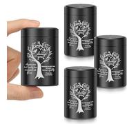 4 Pack Small Urns for Human Ashes Keepsake Tree of Life Mini Cremation Urns for Ashes, Aluminum Alloy Sharing Memorial Urn for Pet Dog Cat Ash, Tiny Funeral Jar with Secure Screw Lid(Black 1,4Pcs)