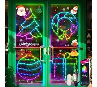 4 Pack Smart Christmas Window Lights, APP Controlled Indoor Silhouette Decorations with Gift Box, Christmas Tree, Wreath and Snow Globe, Preset Lighting Modes