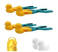 4 Pack Snowball Maker, Duck-Shaped Winter Outdoor Toy + Free Castle Mold - Ideal for Kids & Adults (astronaut)