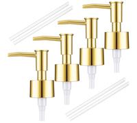 4 Pack Soap Dispenser Pump Replacement, Polypropylene Pump Head for Standard 28/400 Thread Bottles, Gold Soap Dispenser Top Replacement for Lotion, Dish & Liquid Soaps