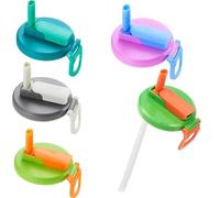 4 Pack Soda Can Lids with 4 Silicone Straws.Reusable Can Covers, Soda Can Lids with StrawAnti Spike Drink Covers, for Can Lids for Fizzy Drinks, Beer,Seltzer & Juice Cans (Purple, Gray, Blue, Green)