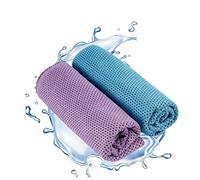 4 Pack Soft Breathable Cool Towels, Quick Dry Gym Towel, Cool Down Towel for Instant Relief, Microfibre Fitness Towel for Men Women Travel, Hiking, Gym, Yoga, Work Out Sports(Light Blue,Purple)