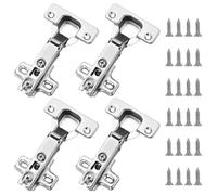 4 Pack Soft Close Hinges for Kitchen Cupboards, 110 Degree Kitchen Cabinet Hinges Full Overlay 3D Adjustable Nickel Concealed Clip ON Plate European Hinges for Cabinet Folden Door Wardrobe Corner