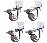 4-Pack Soft Rubber Swivel Furniture Wheels Quiet Casters with Brake 1.5-Inch Bed & Home Accessory Wheels for Smooth Mobility & Easy Movement