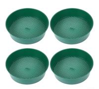 4 Pack Soil Sifter Garden Sieve Set PP Plastic Potting Mesh Filter with Drain Holes for Separating Rocks Compost Dirt Lawn Balcony Greenhouse Gardening Tools(Dark green)