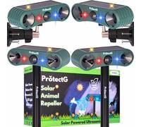 4 Pack Solar Animal Repeller - Maximum Coverage Ultrasonic System - Heavy-Duty Waterproof Outdoor Defense for Coyote, Rat, Wild Dog, Large Areas