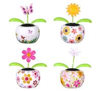 4 Pack Solar Dancing Butterfly Toy Solar Powered Dancing Sun Flower in Colorful Pots Swinging Sunflower Flip Flap Animated Bobblehead Dancer Window Sun Catcher Car Dashboard Decor