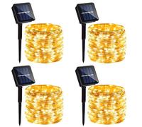 4 Pack Solar Fairy Lights Total 40M 400 LED, Outdoor Solar String Lights with 8 Modes, Waterproof Silver Wire Solar Garden Lights for Garden Patio Party Weding Decorations (Warm White)