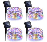 4 Pack Solar Fairy Lights Total 40M 400 LED, Solar String Lights Outdoor with 8 Modes, Waterproof Silver Wire Solar Garden Lights for Garden Patio Party Weding Decorations (Multicolor)