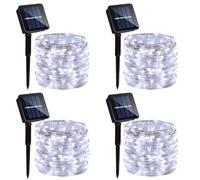 4 Pack Solar Fairy Lights Total 40M 400 LED, Solar String Lights Outdoor with 8 Modes, Waterproof Silver Wire Solar Garden Lights for Garden Patio Party Weding Decorations (Cool White)
