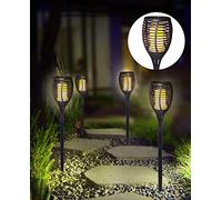 4 Pack Solar Flickering Torch Lights Outdoor Landscape Decoration Lighting for Garden Pathway Driveway Patio Decor Dusk to Dawn Auto On/Off