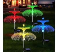 4 Pack Solar Garden Lights Outdoor, Christmas Decoration Outdoor 7 Color Changing Waterproof Solar Garden Ornaments Star Jellyfish Decorative Solar Lights for Christmas Garden Yard Pathway Lawn Party
