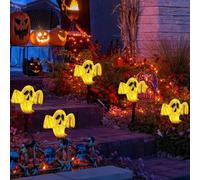 4-Pack Solar Ghost Stake Lights, Warm White Led Pathway Walkway Decor, Waterproof Outdoor Halloween Yard Decorations