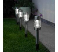 SMART GARDEN Martini 5L Solar Stake Light - Stainless Steel, Pack of 4, Stainless Steel