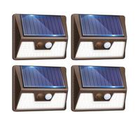 4 Pack Solar Lights Outdoor Motion Sensor- Led Security Light IP65 Waterproof, 3 Lighting Modes, Super Bright Pir Flood Lights for Wall Garden Fence Yard Driveway Path - Brown