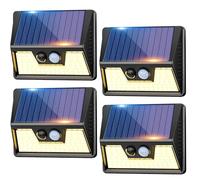 4 Pack Solar Lights Outdoor Motion Sensor- Led Security Lights IP65 Waterproof, 3 Lighting Modes, Super Bright Pir Flood Lights for Wall Garden Fence Yard Driveway Path - Warm White