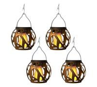 4 Pack Solar Lights Outdoor Waterproof, Flame Effect Solar Powered Lantern Hanging, Decoration Flame Lights for Garden Yard Patio Pathway Driveway