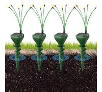 4 Pack Solar Mole Repellent for Lawn - Gopher Deterrent with Firefly LED Lights, Waterproof Outdoor Pest Control for Voles, Marmots, Snakes - Humane Pet Safe Solution