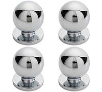 4 Pack | Solid Ball Cupboard Door Knob - 25mm Diameter - Polished Chrome Cabinet Handle | Small Cupboard Door Knob - Wardrobe Cabinet Pull Handle - Suitable for Lightweight Internal Doors