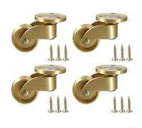4-Pack Solid Brass Swivel Casters, 50X37x25mm Heavy-Duty Furniture Wheels With 360° Rotation, Pre-Drilled Mounting Plate & 12 Screws Included, Scratch-Proof Yellow Casters