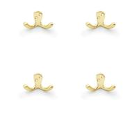 4 Pack - Solid Brass Victorian Double Robe Coat Hook - Wall Mounted Holder Satin Brass