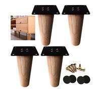 4 Pack Solid Wood Furniture Legs, Modern Wooden Replacement Feet, DIY Cabinets Feet with Mounting Plate Screws, for Couch Bed Armchair Cabinet TV Stand Sofa(Color:wood color,Size:18cm)